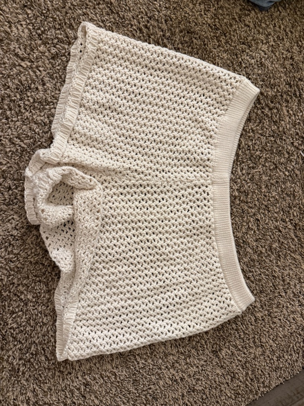 aerie Cream Crochet Knit Skort Shorts